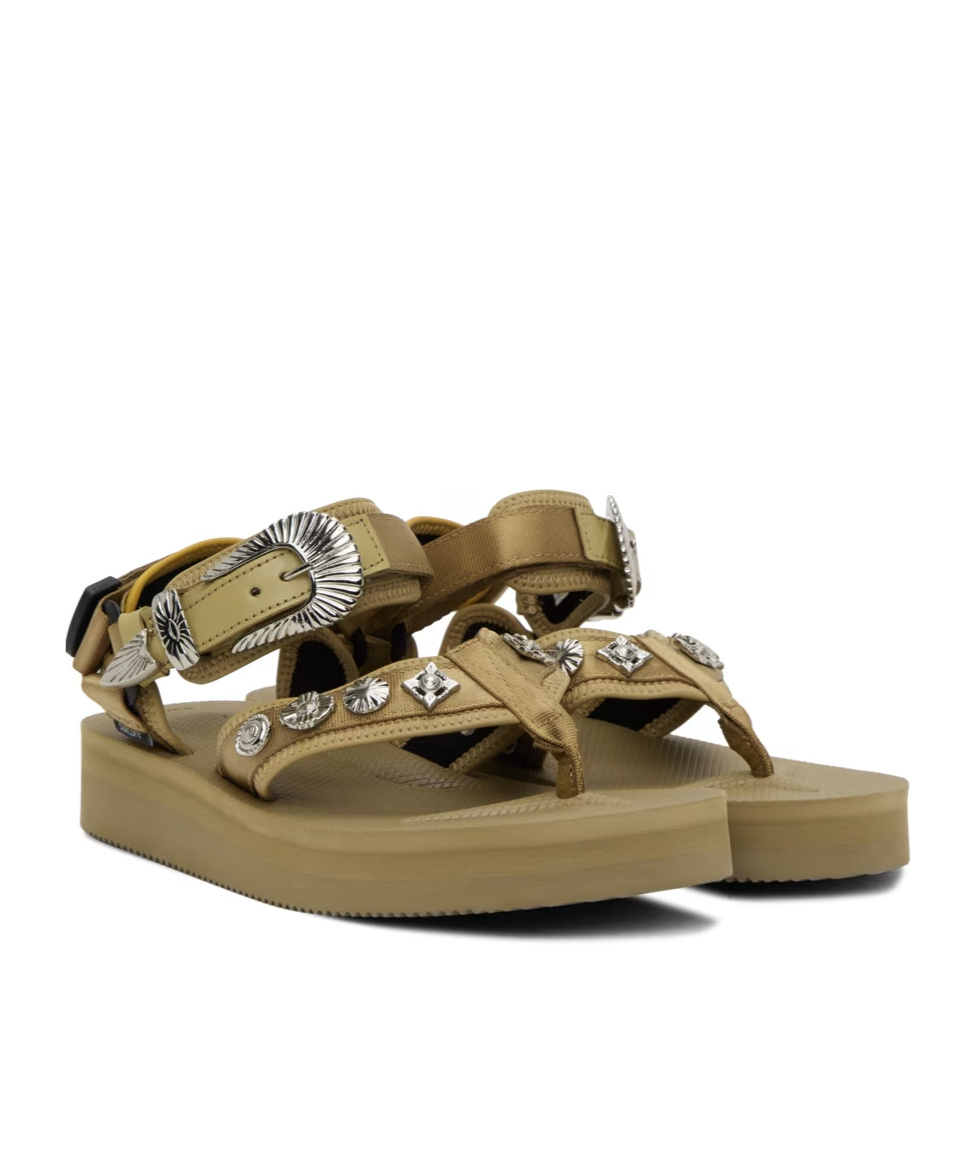 Toga Pulla X Suicoke Sandals With Flat Soles In Green