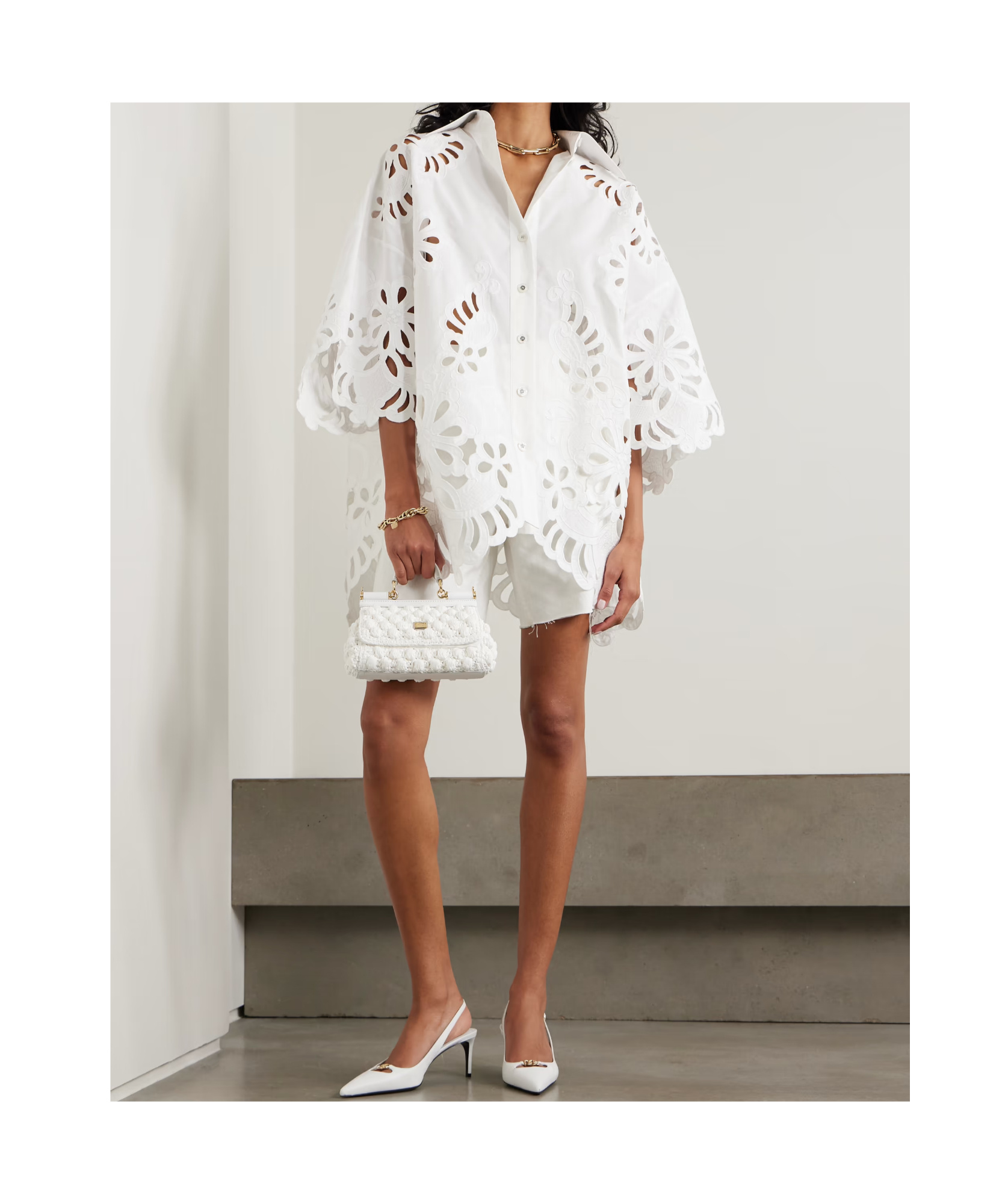 Dolce & Gabbana Cut-out Cotton Shirt In White