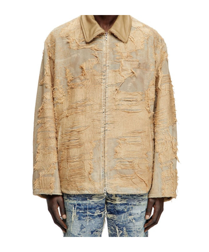 Diesel Jacket In Overdyed Floating-thread Denim In Nude