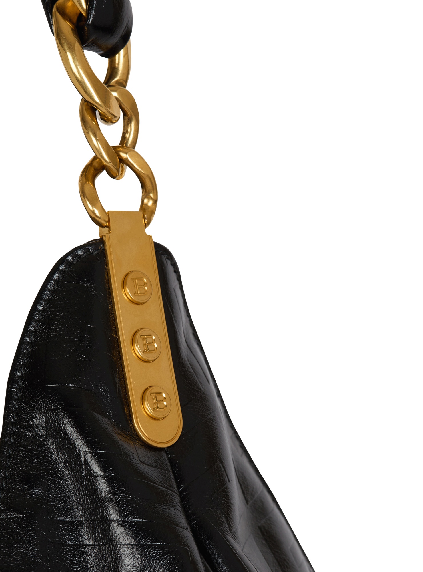 Balmain Large 1945 Moon Leather Shoulder Bag In Black