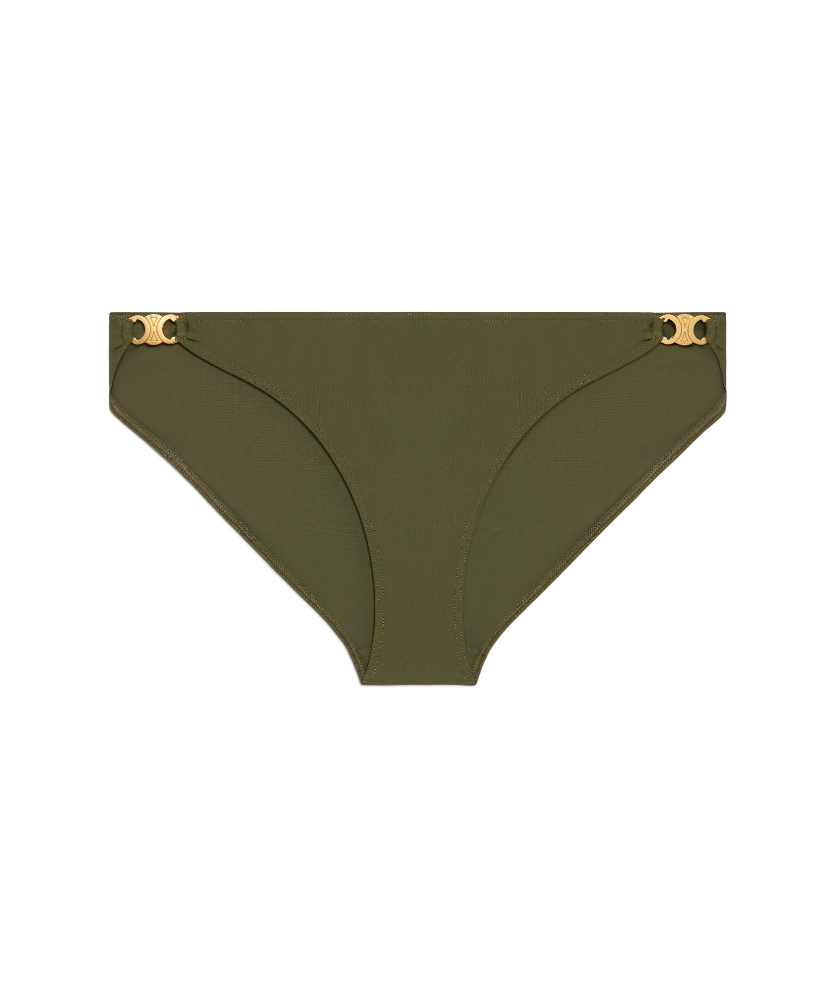 Celine Triomphe Swimsuit Bottom In Matte Jersey In Military Green