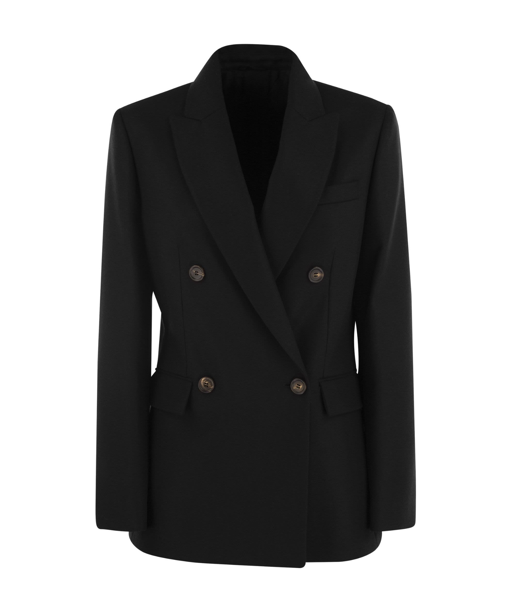 Brunello Cucinelli Double-breasted Fitted Blazer In Black