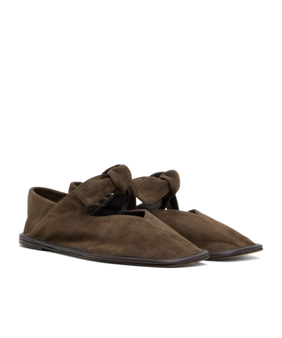 Hereu Brown Llasada Suede Ballerina Flats In Green