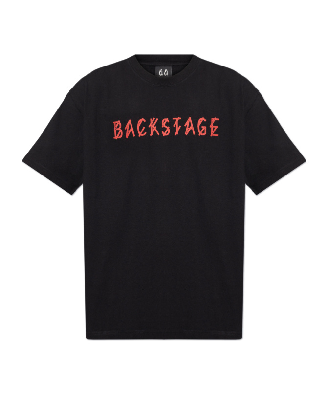 44 Label Group Black T-shirt With Print On The Front And Maxi Logo On The Back In Black