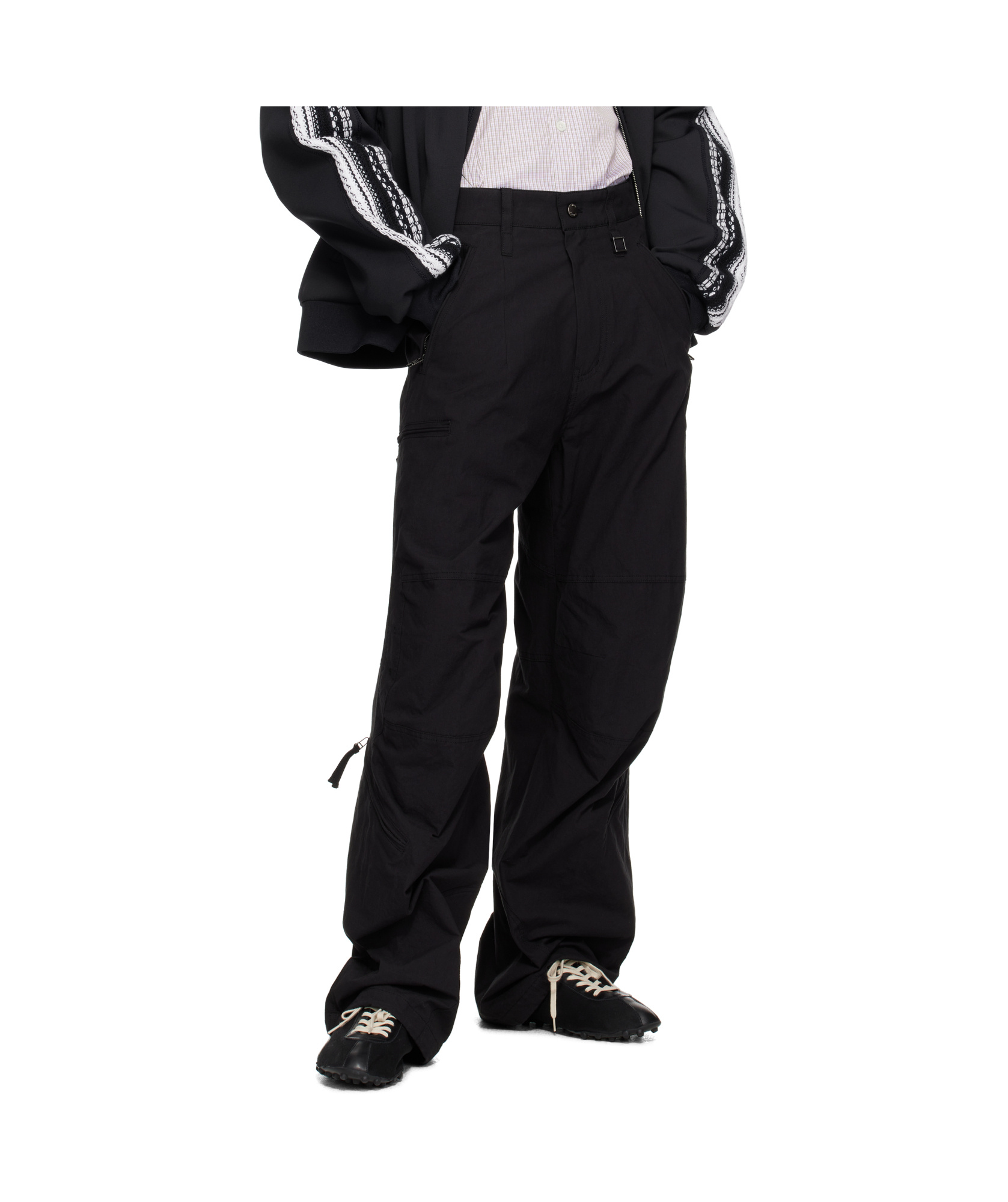 Wooyoungmi Black Cotton Parachute Trousers In Black