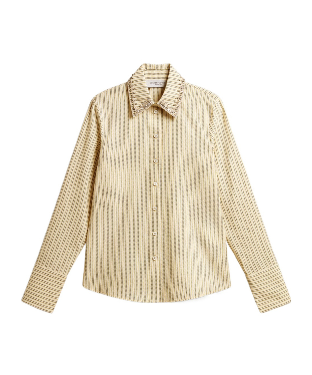 Golden Goose Crystal-embellished Striped Shirt In Nude