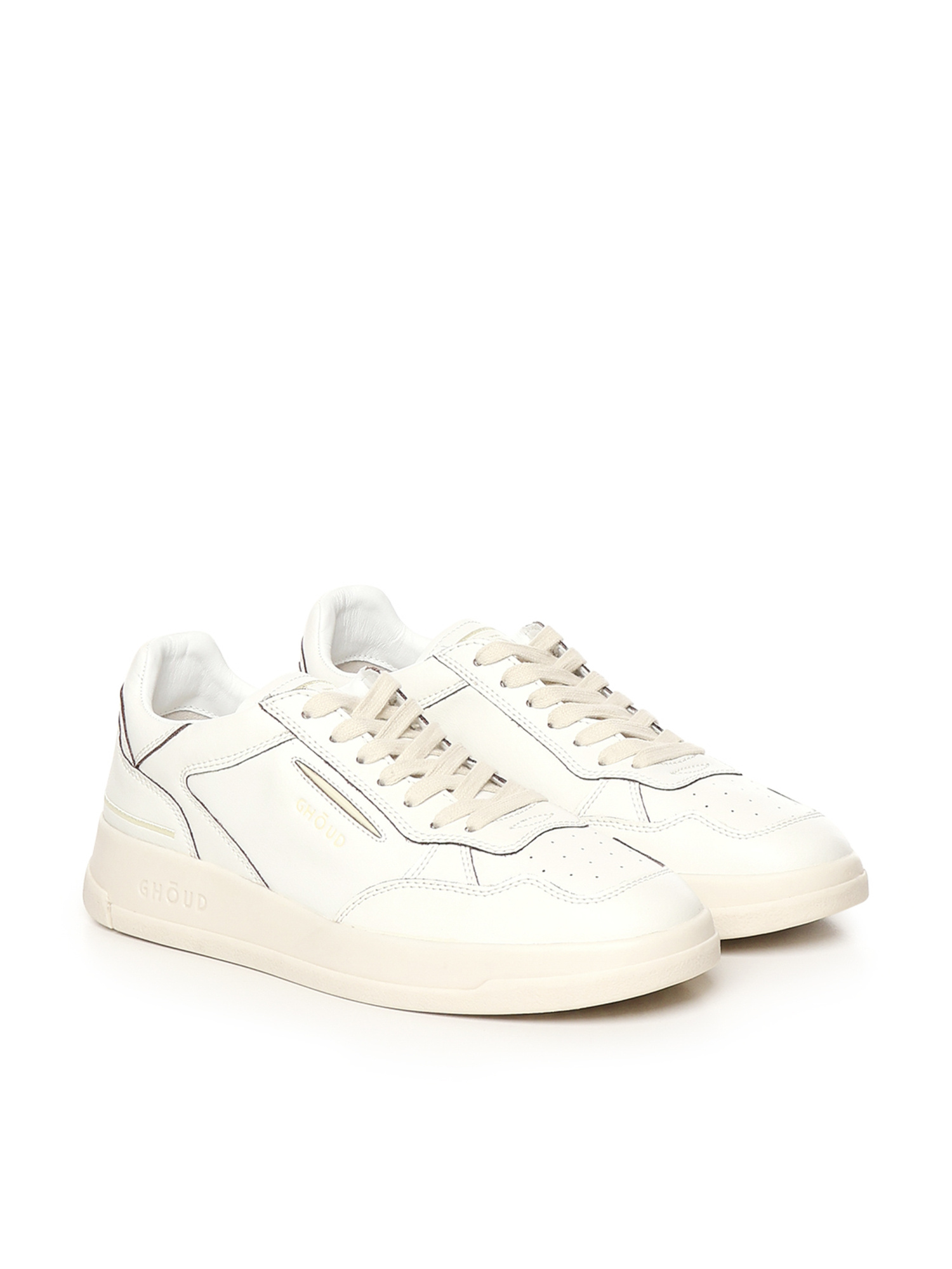 Ghoud Round Toe Low Top Sneakers In White