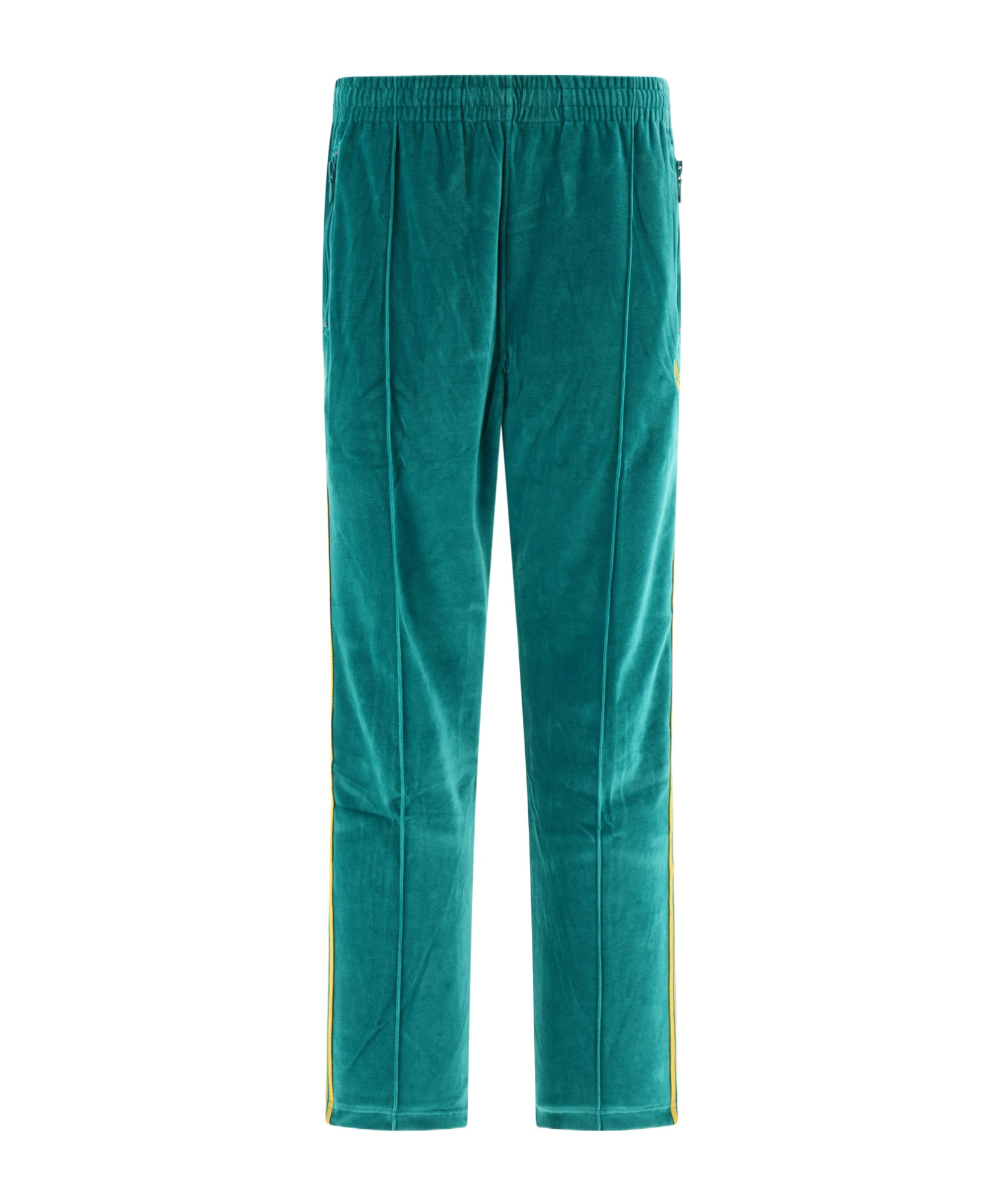 Needles Track Velvet Trousers Elastic Waistband In Green