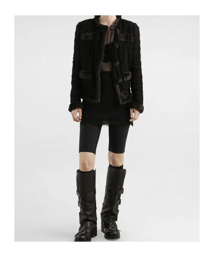 Dolce & Gabbana Fur-trimmed Tweed Jacket In Black