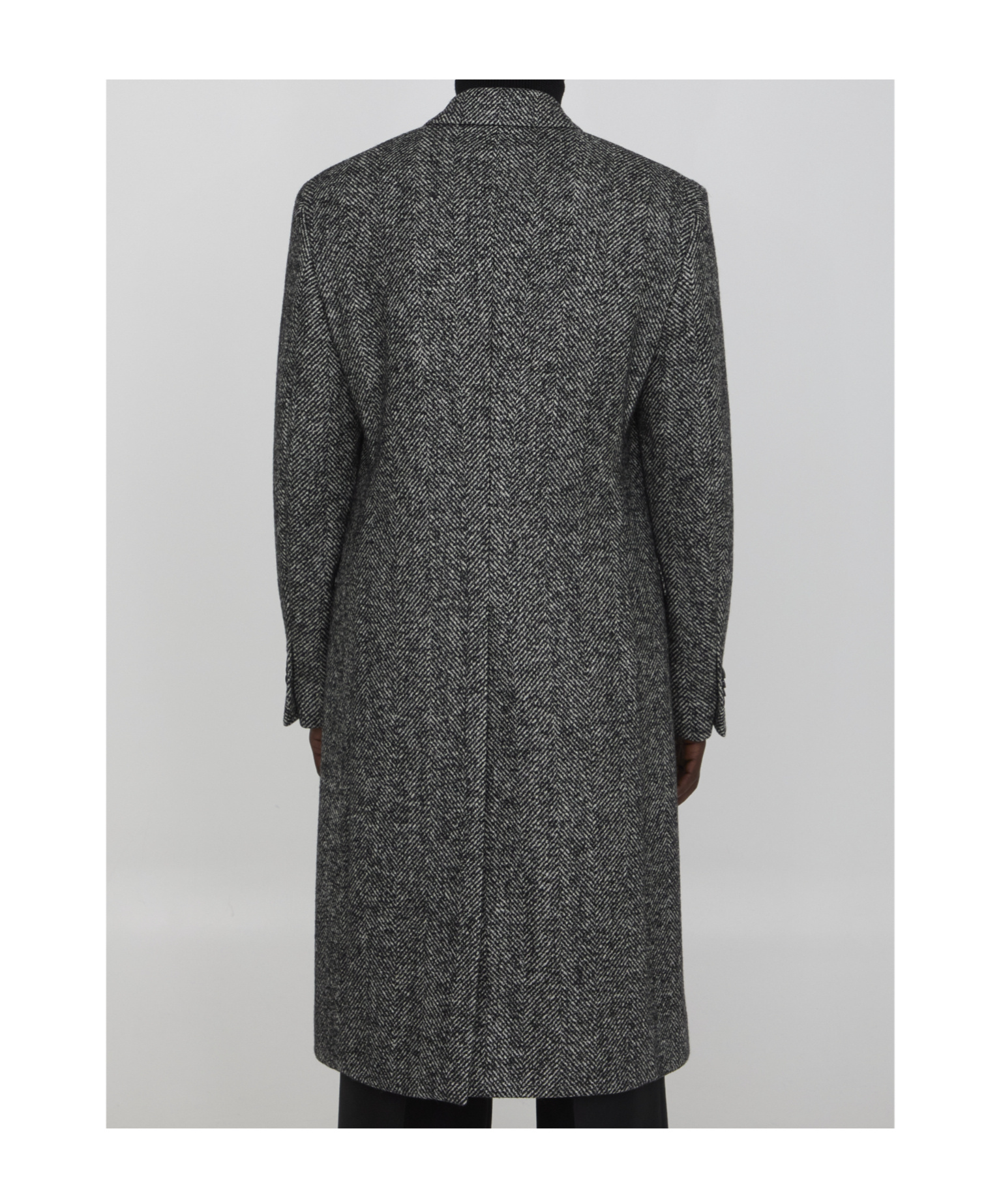 Lardini Herringbone Coat In Black