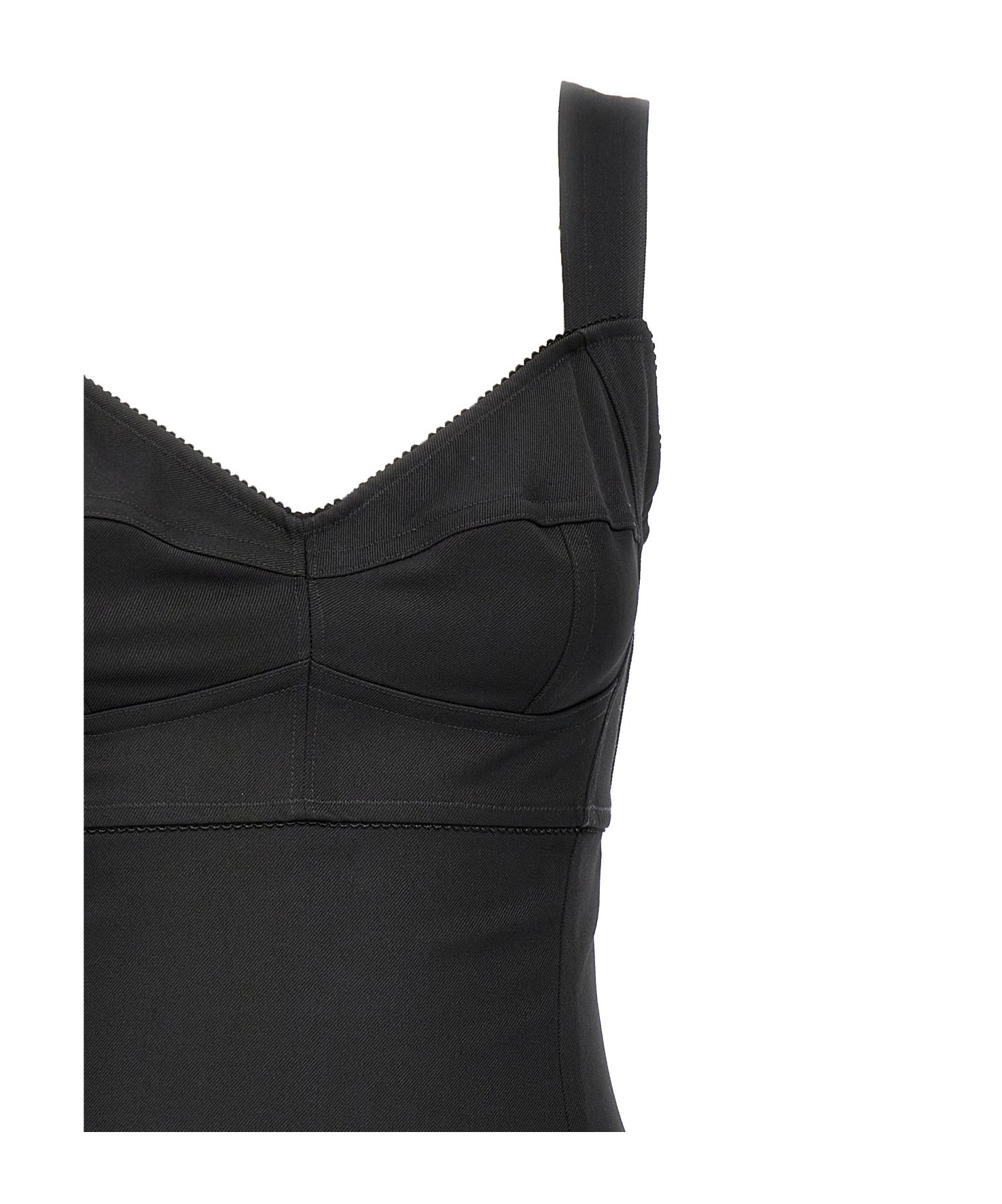 Dolce & Gabbana Scalloped Wool-blend Gabardine Mini Corset Dress In Black
