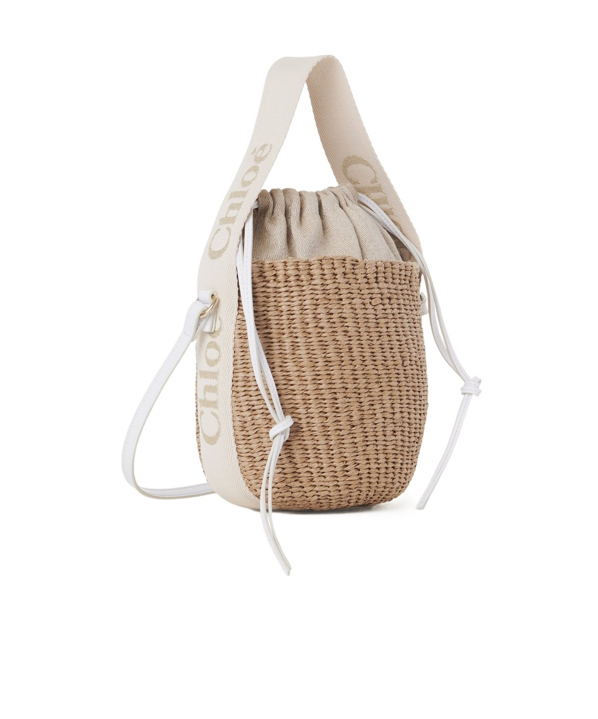 Chloé Woven Raffia Bucket Bag With Removable Strap In Nude