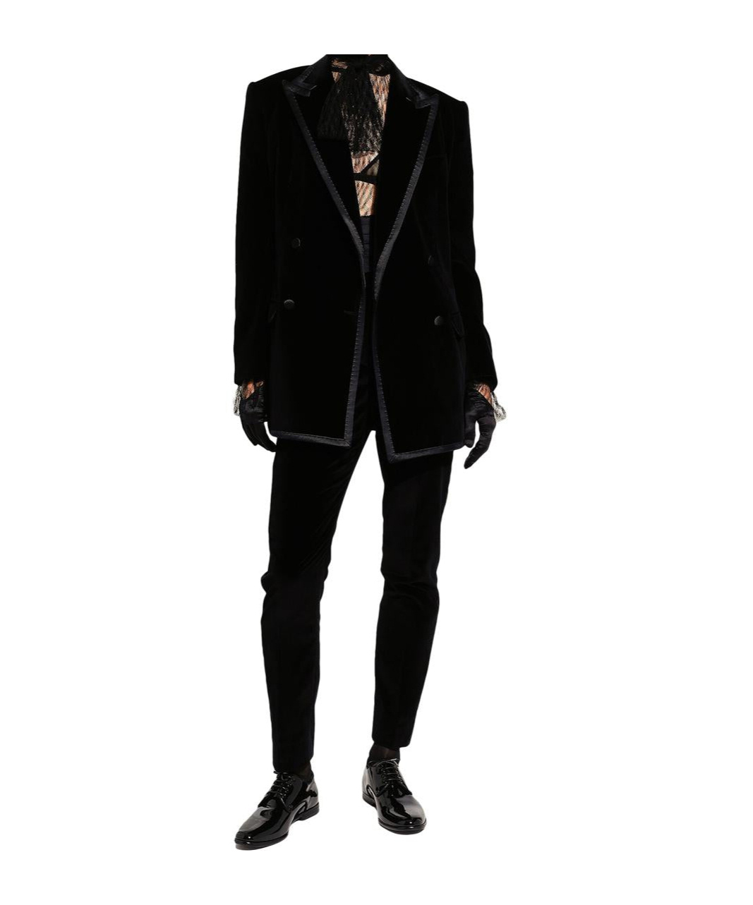 Dolce & Gabbana Double Breasted Velvet Blazer In Black