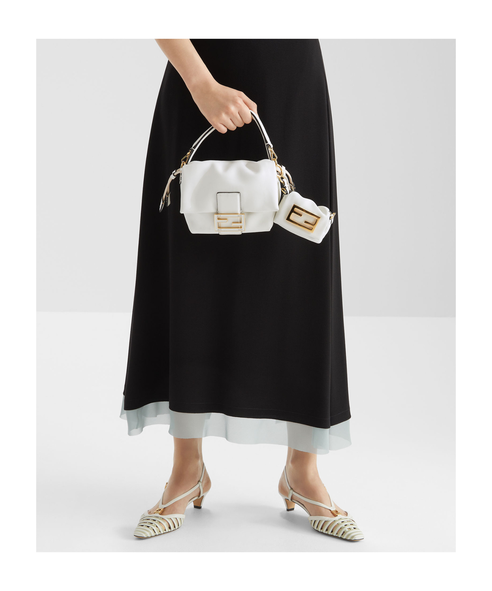 Fendi Mamma Baguette Nano Shoulder Bag In White