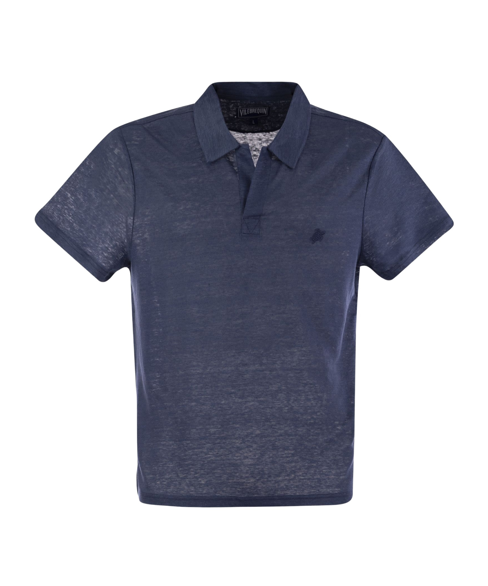 Vilebrequin Short-sleeved Linen Polo Shirt In Blue