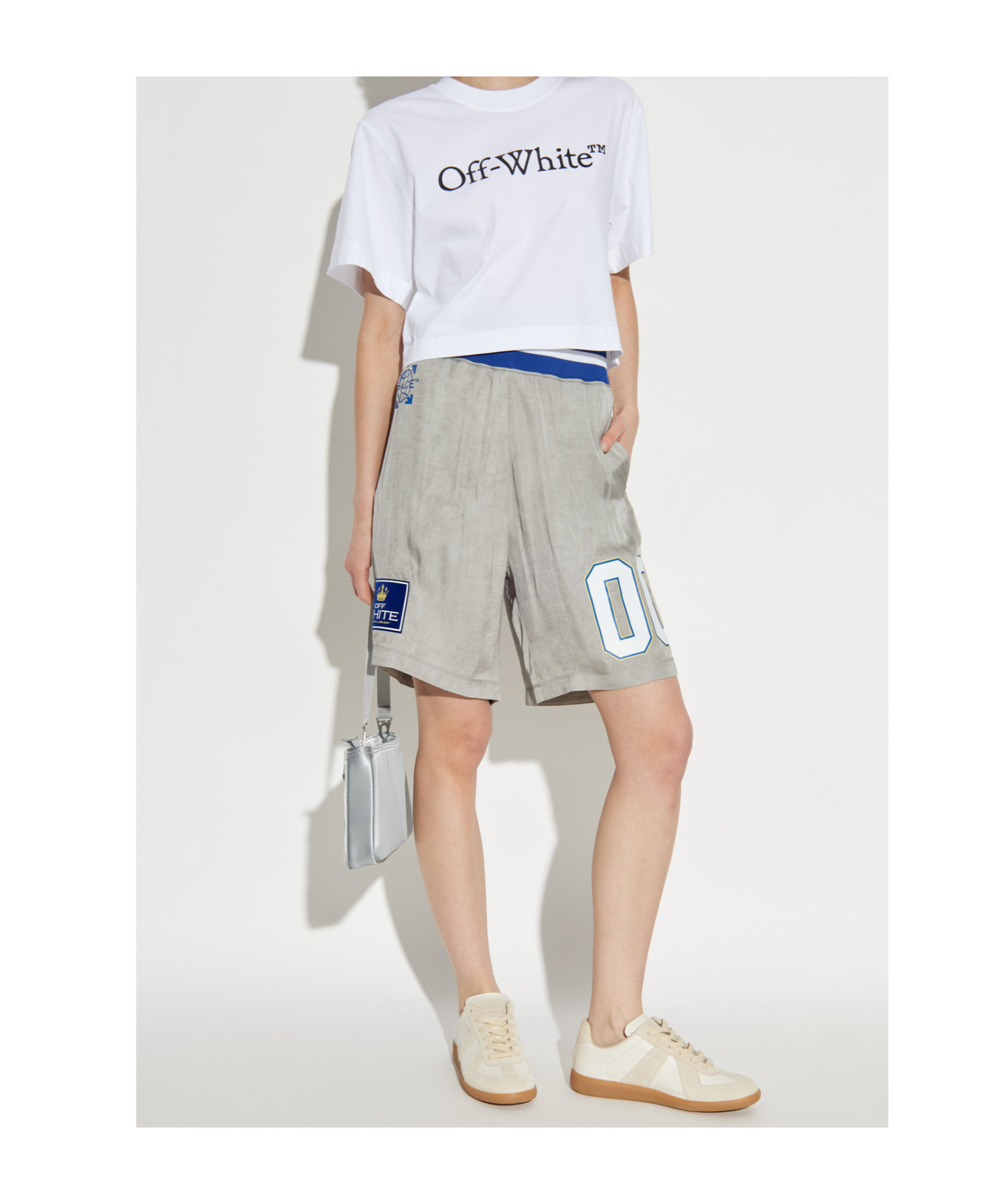 Off-white Elastic Waist Shorts In Gray
