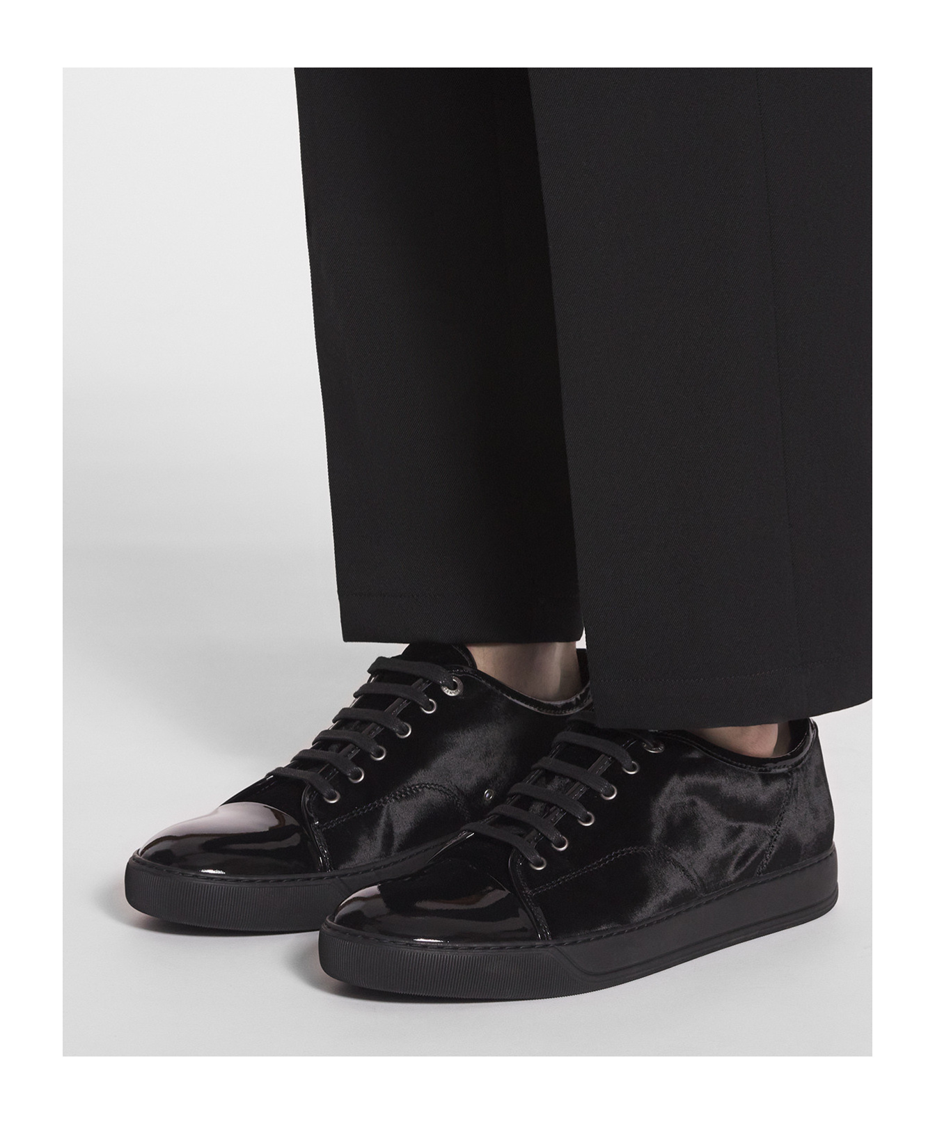 Lanvin Dbb1 Panelled Leather Low-top Sneakers In Black