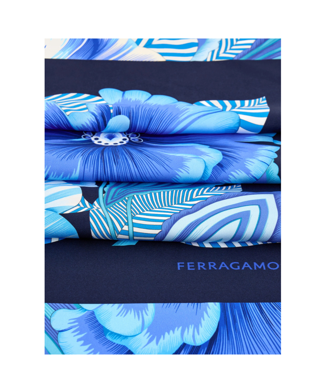 Ferragamo Brezza Print Silk Bandeau In Blue