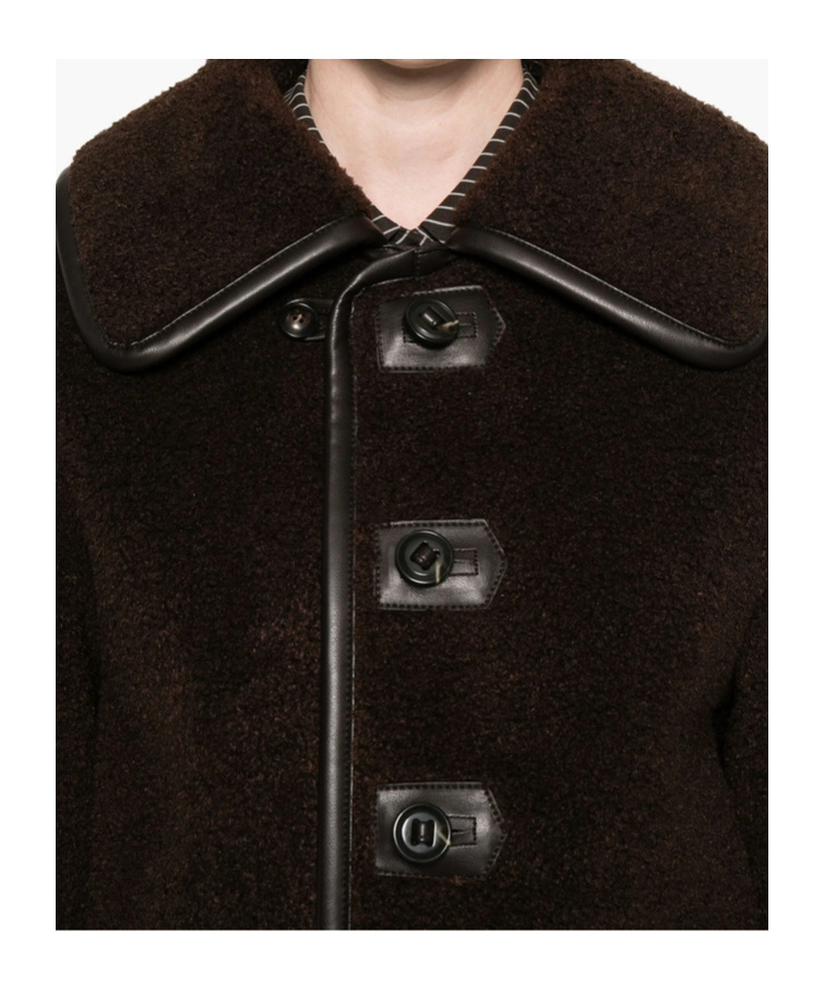 Low Classic Reversible Button-detailed Teddy Jacket In Brown