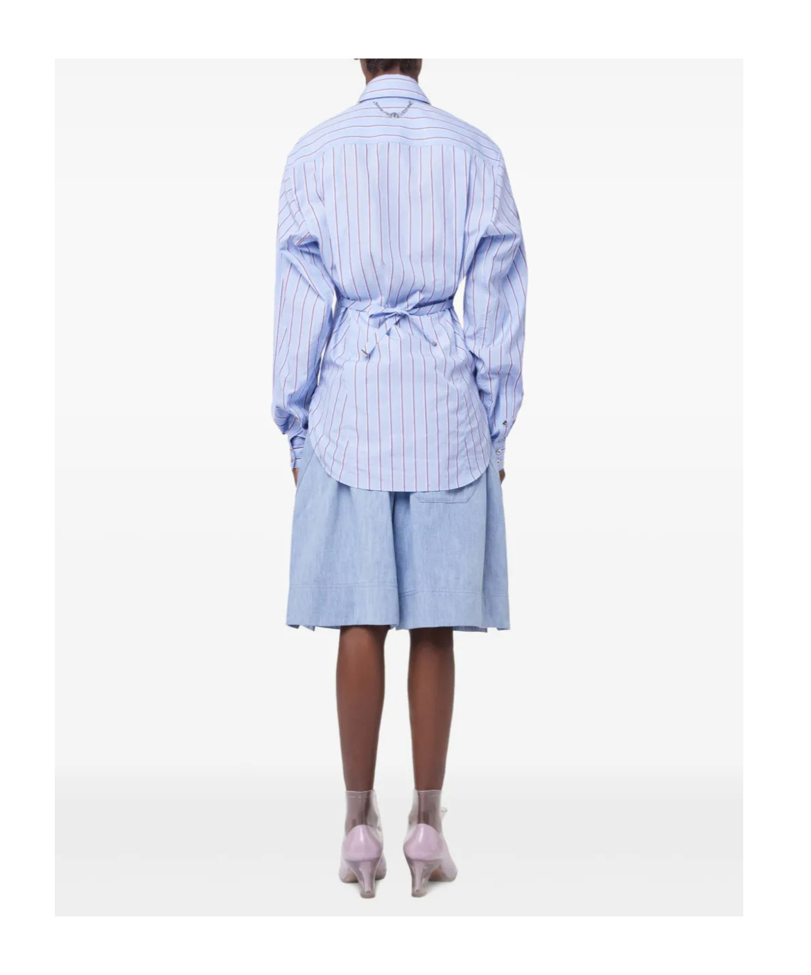 Shop Rabanne Striped Shirt In Blue