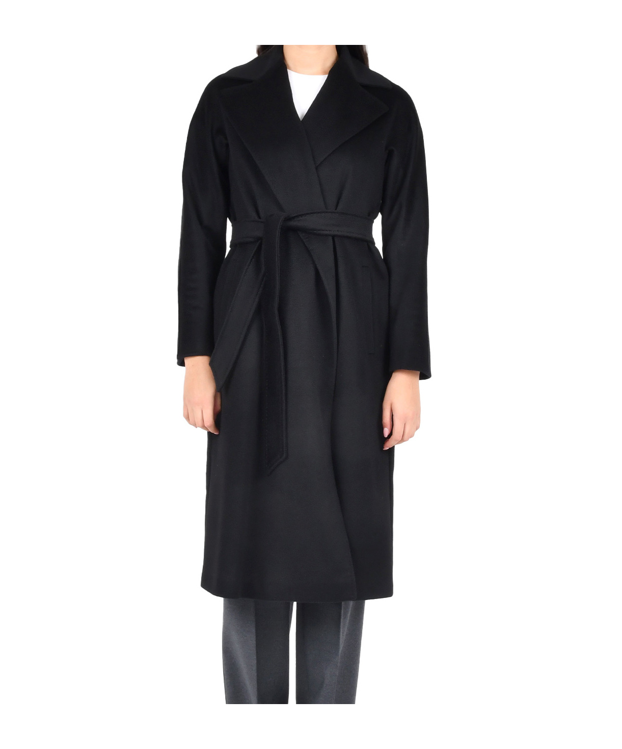 Max Mara Long-sleeved Coat In Black