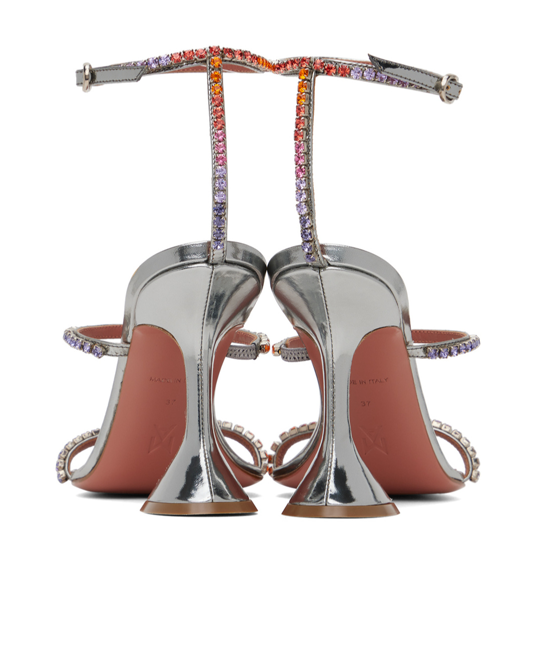 Shop Amina Muaddi Gilda High-heeled Sandals In Gray