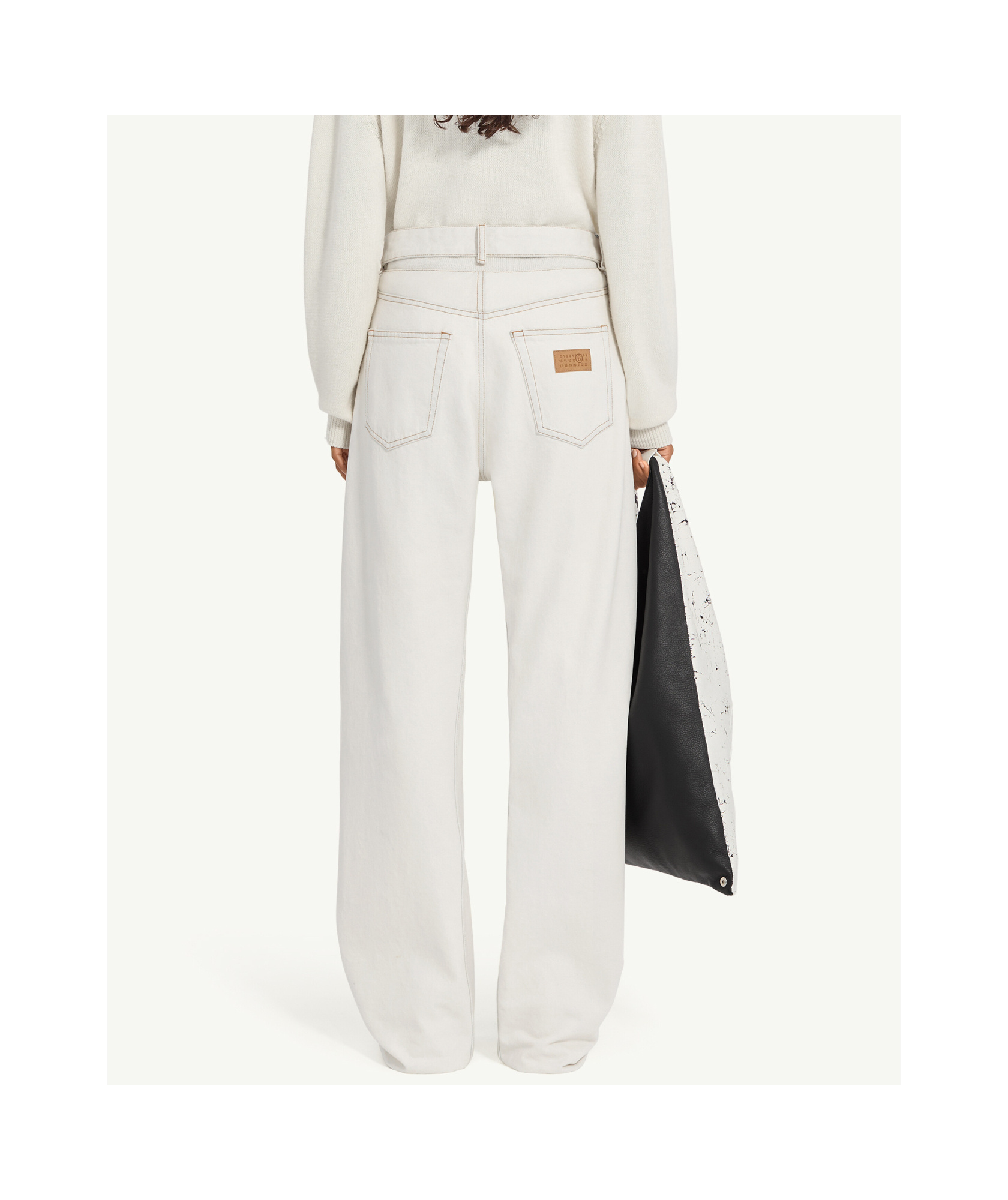 Mm6 Maison Margiela Contrast-stitched Jeans In White