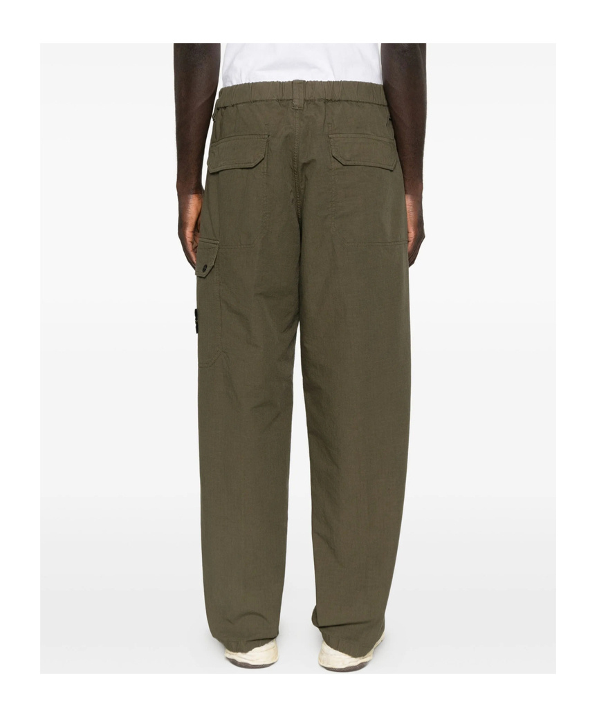 Stone Island Cargo-pocket Cotton Trousers In Green