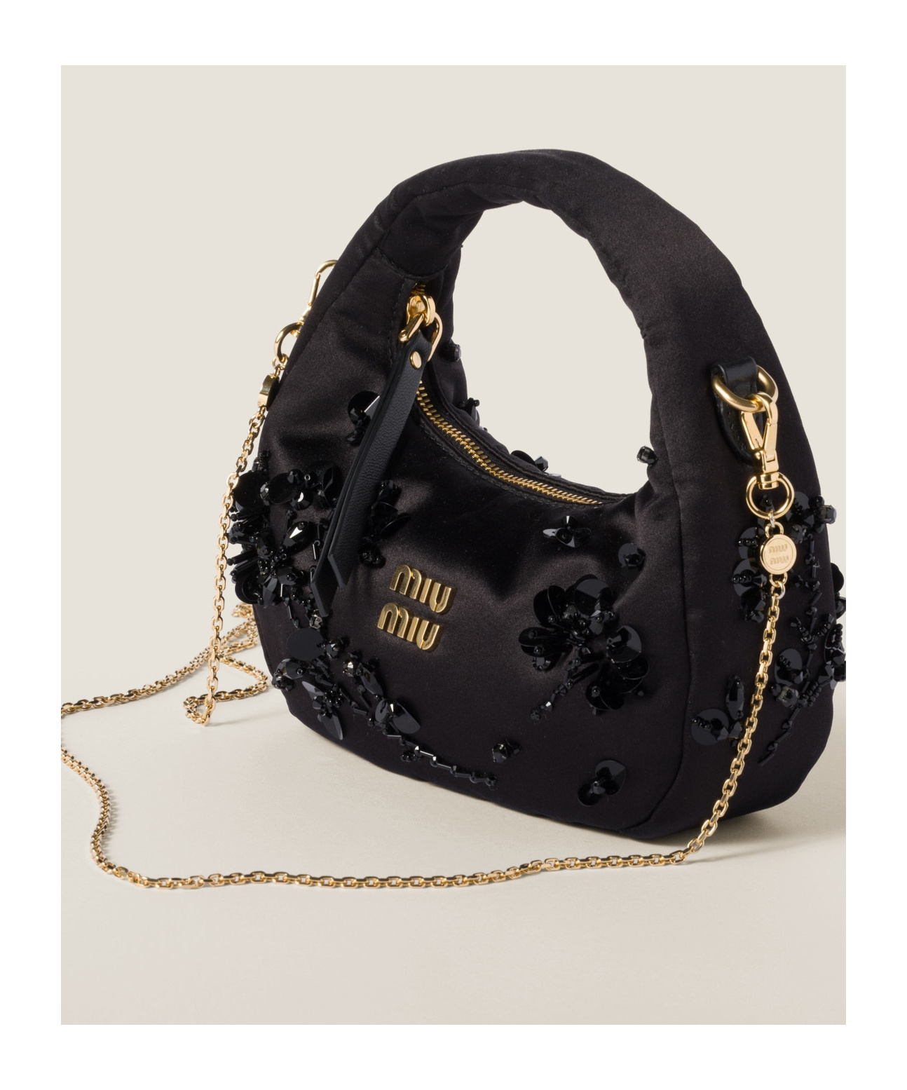 Miu Miu Embroidery Mini Bag In Black
