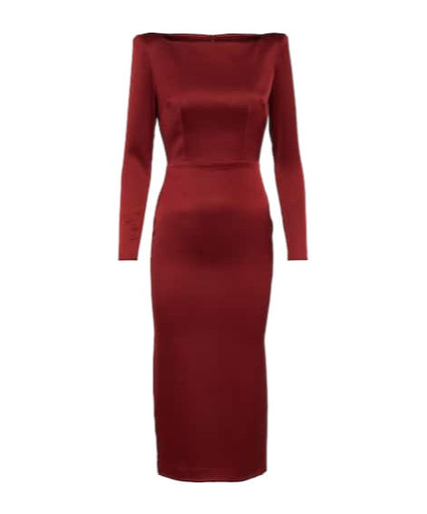 Alex Perry Satin Crêpe Midi Dress In Burgundy