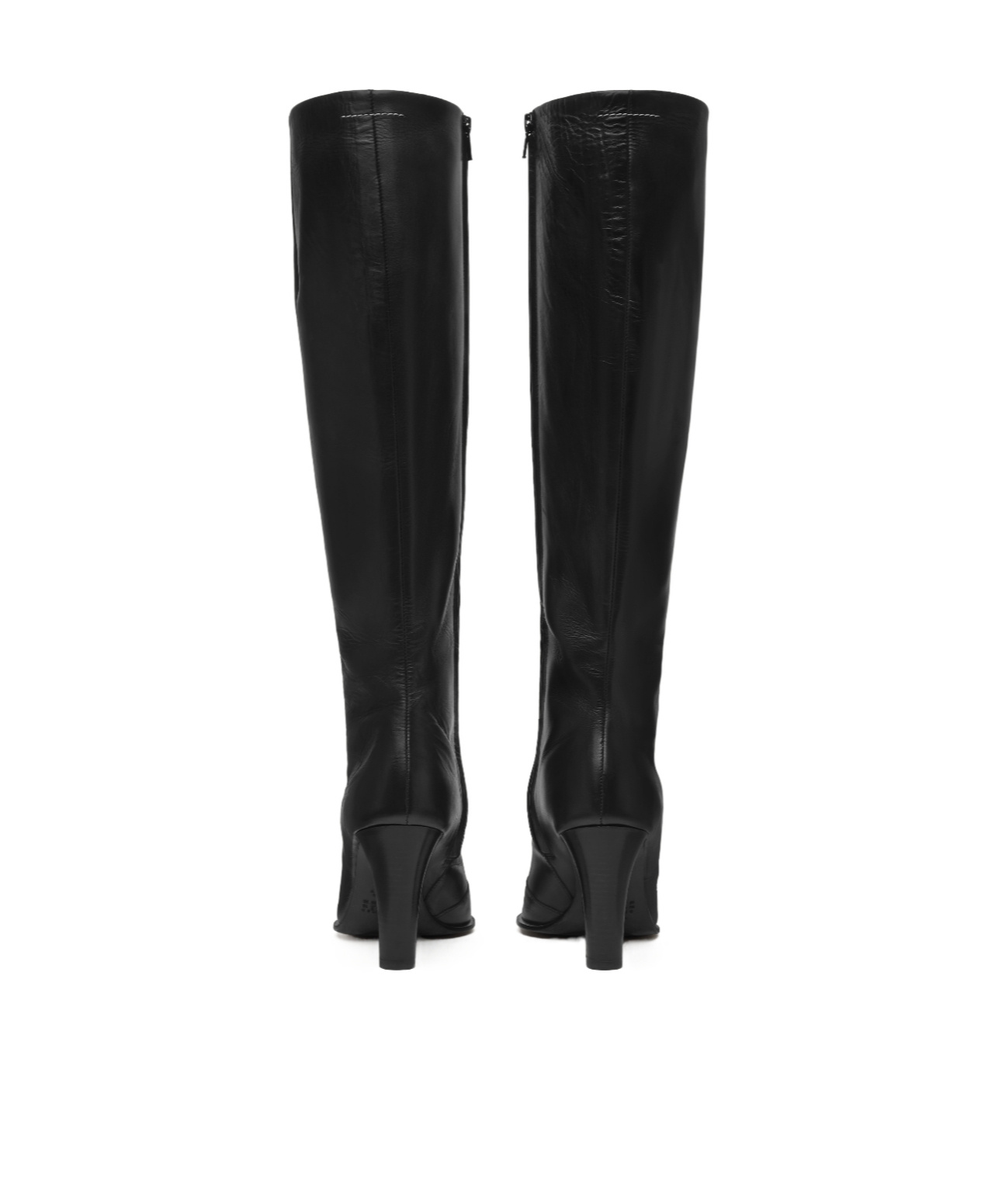 Mm6 Maison Margiela Leather Knee-high Boots In Black