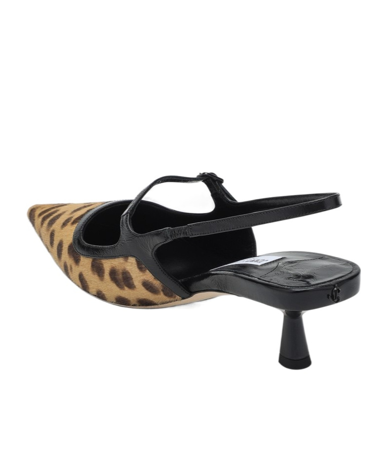 Jimmy Choo 'didi' Brown Slingback Pumps With Leopard Motif And Sculpted Heel