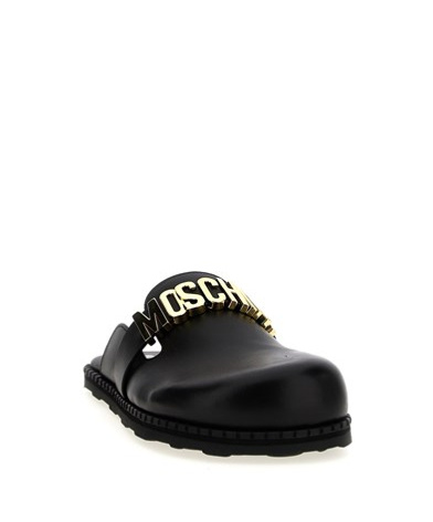 Moschino Round Head Muller Shoes In Black