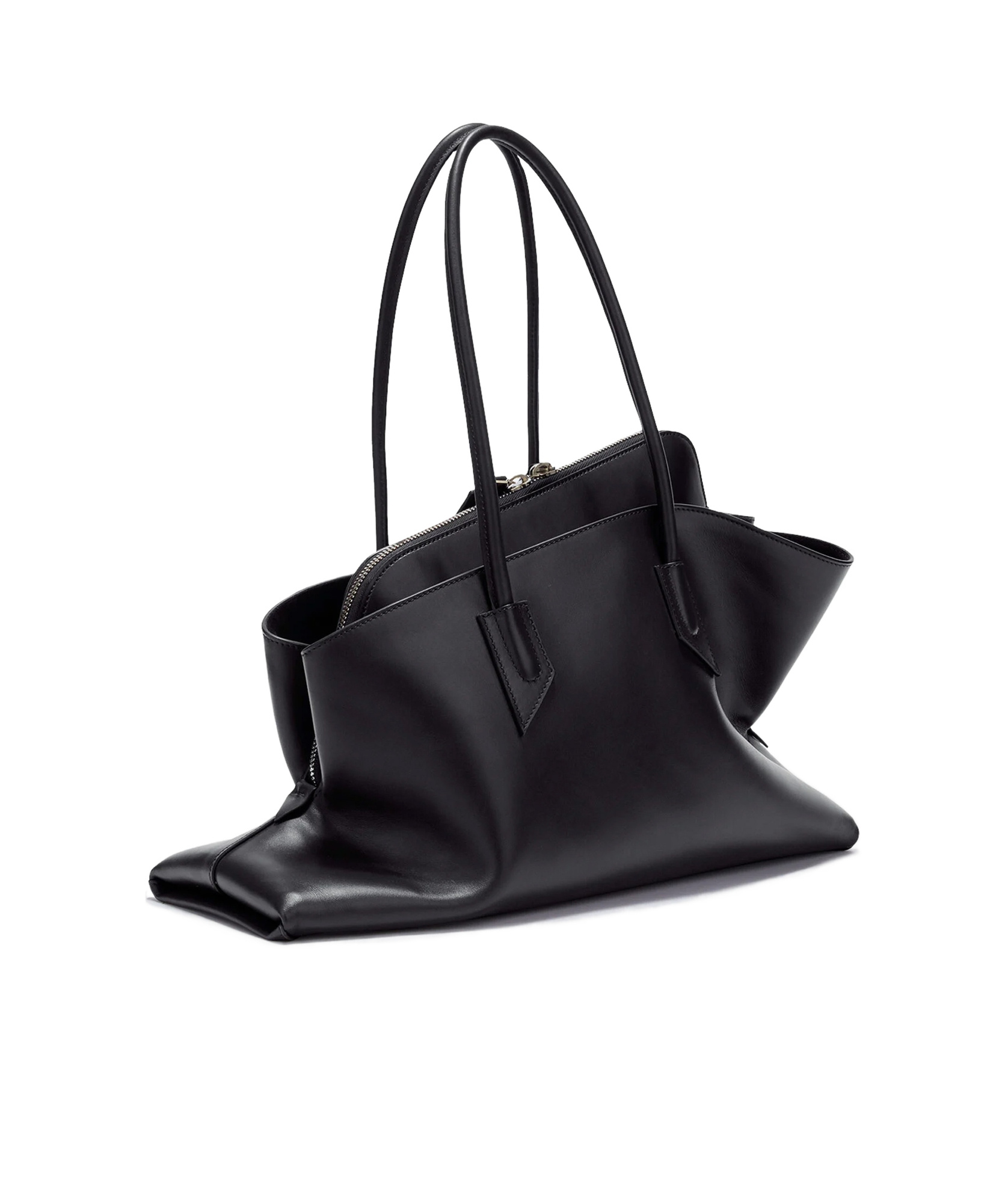 Attico La Passeggiata Medium Leather Shoulder Bag In Black