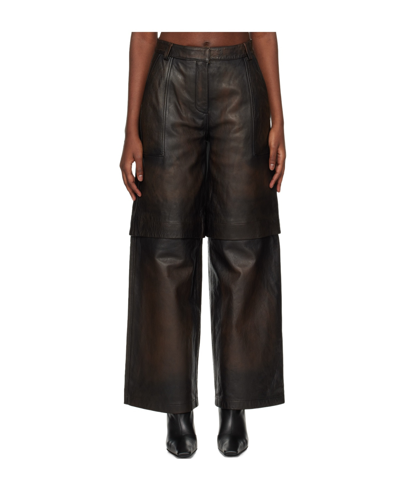 Holzweiler Brown Edda Leather Pants In Brown