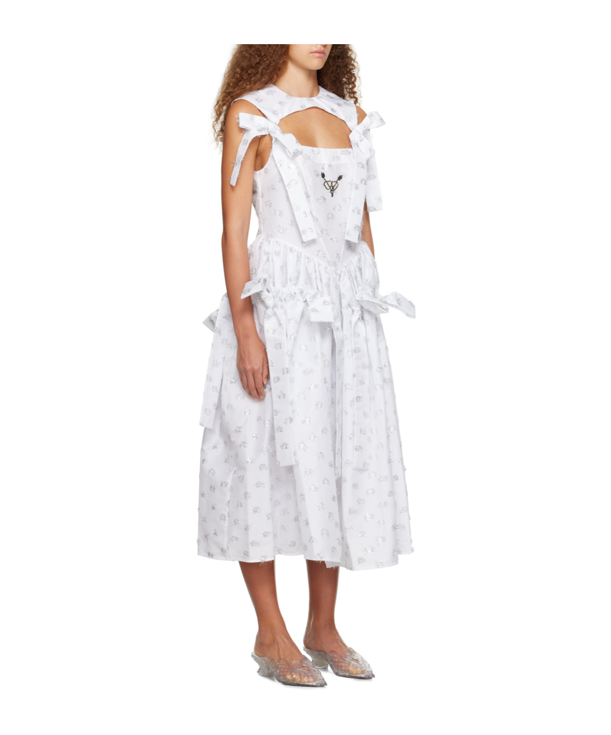 Chopova Lowena Ssense Exclusive White Wedding Carve Bow Midi Dress In White