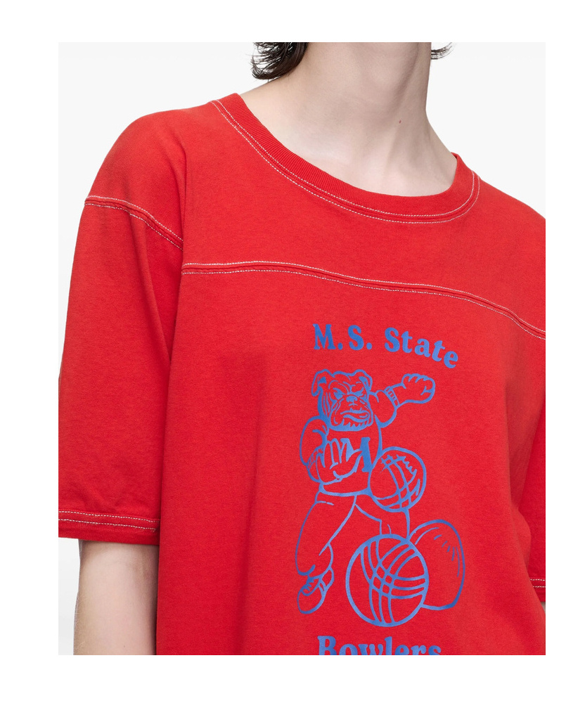 Maison Margiela Graphic-print Crew-neck T-shirt In Red