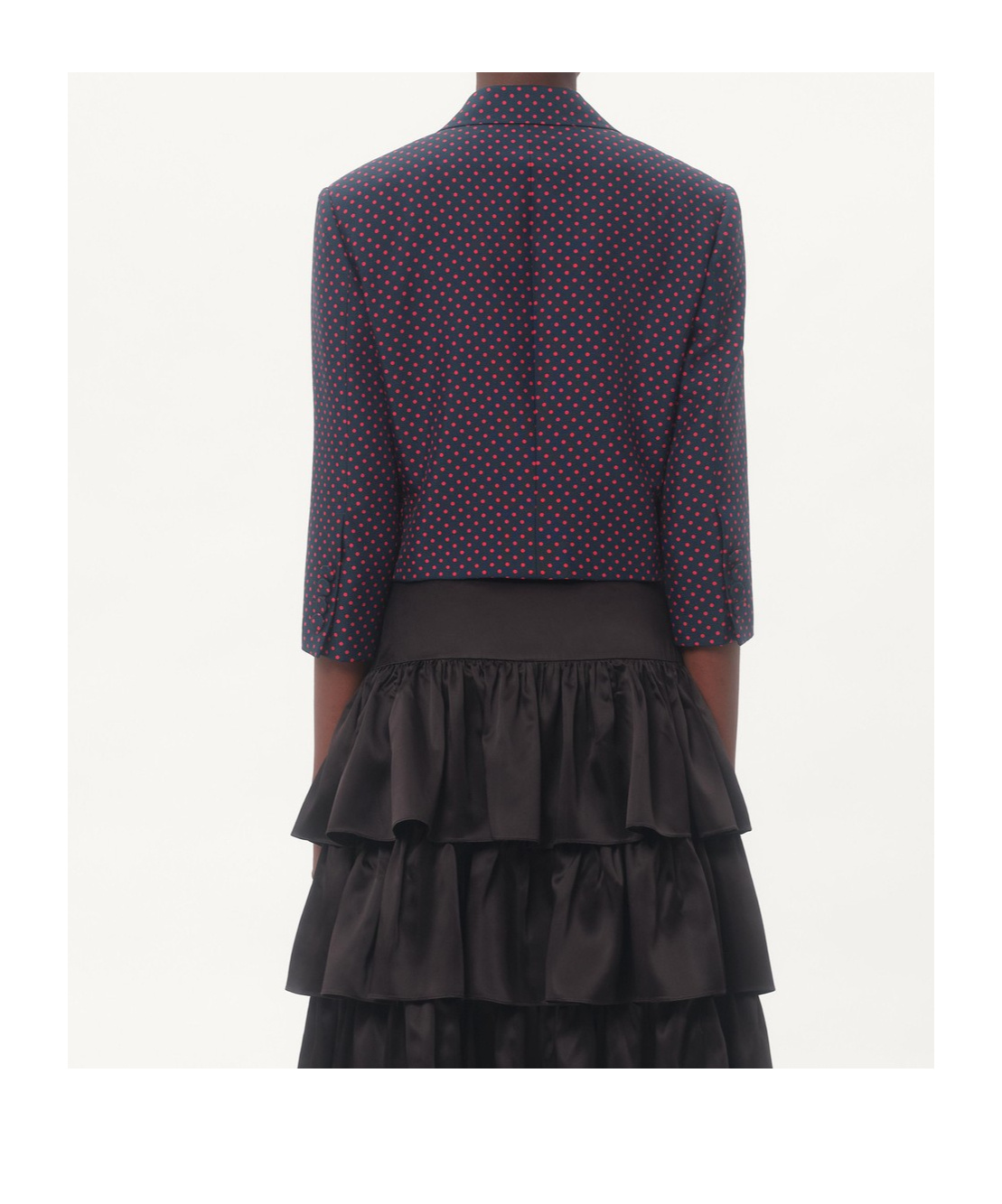 Valentino Silk Bow-detail Polka-dot Blazer In Navy Blue/red