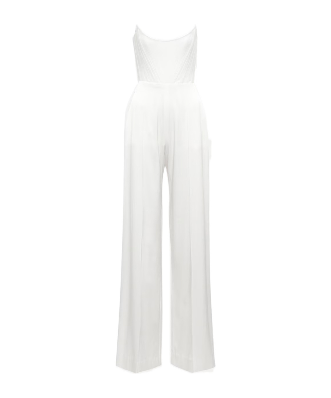 Alex Perry Bridal Slaine Satin-crêpe Jumpsuit In White