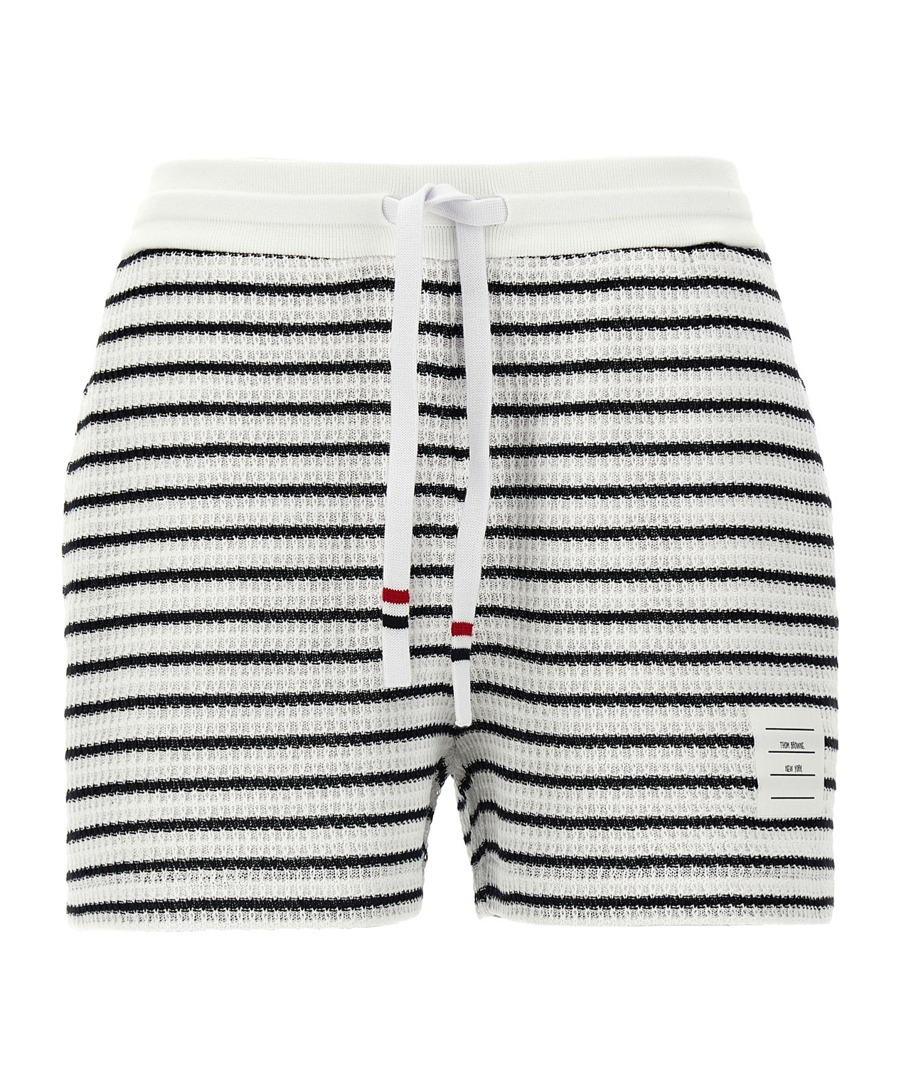 Thom Browne Striped Cotton Shorts With Adjustable Drawstring In Blue
