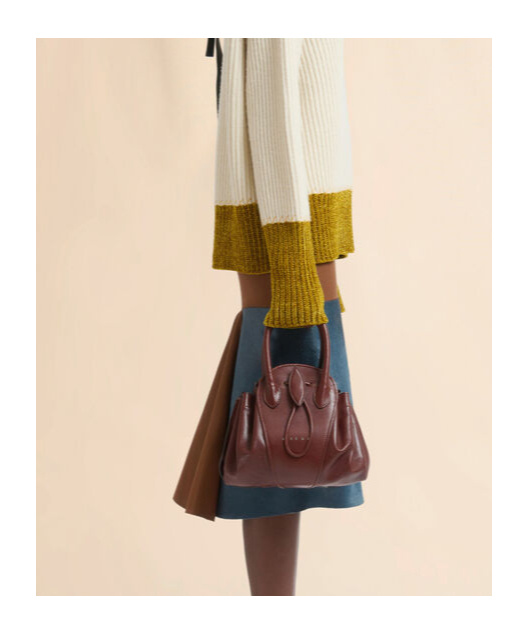 Marni Logo Stamped Tulipea Small Handbag In Burgundy