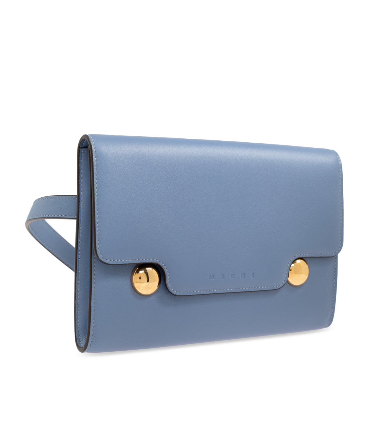 Shop Marni Trunkaroo Leather Belt Bag In Blue