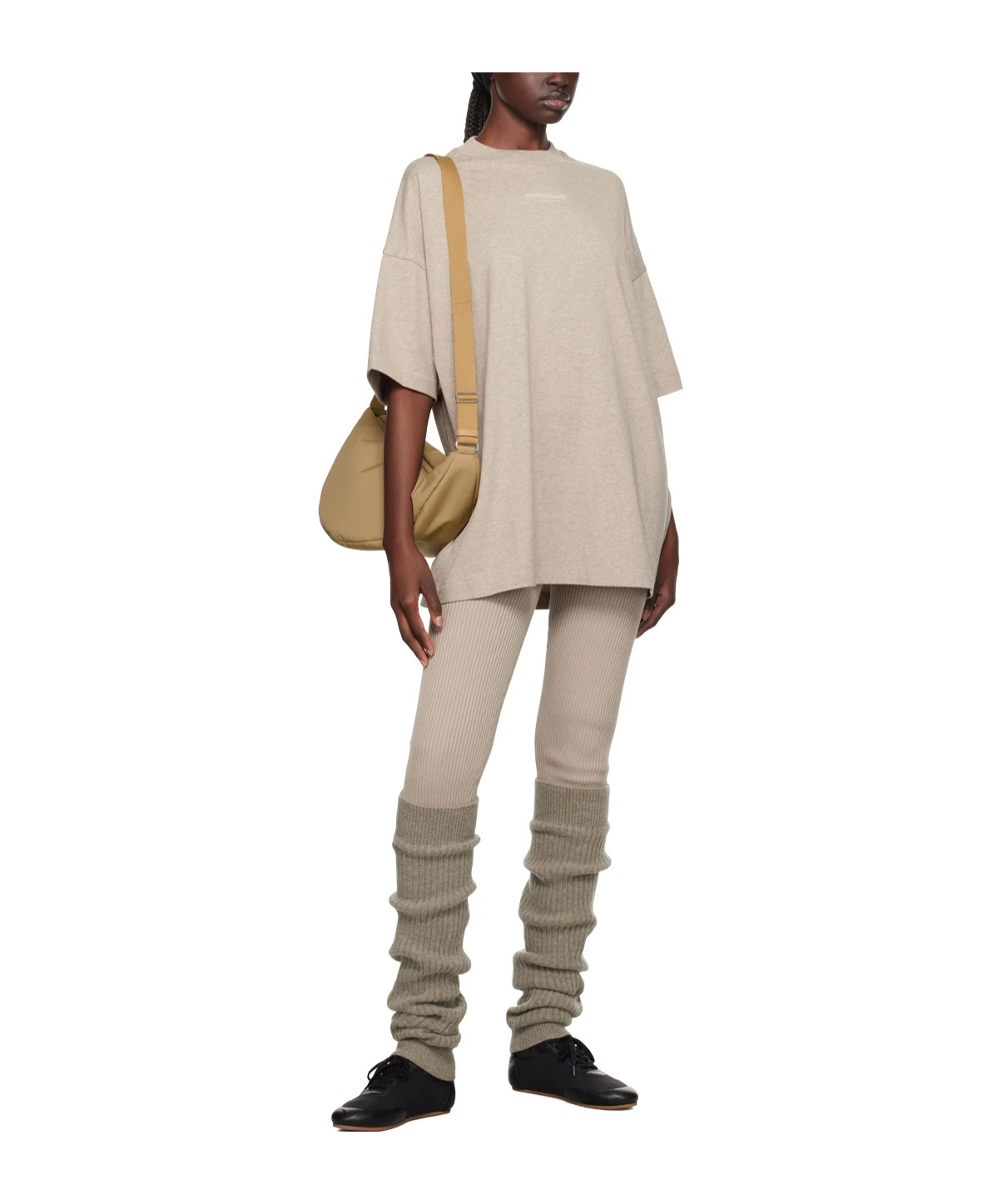 Essentials Beige Patch Leggings In Neutral