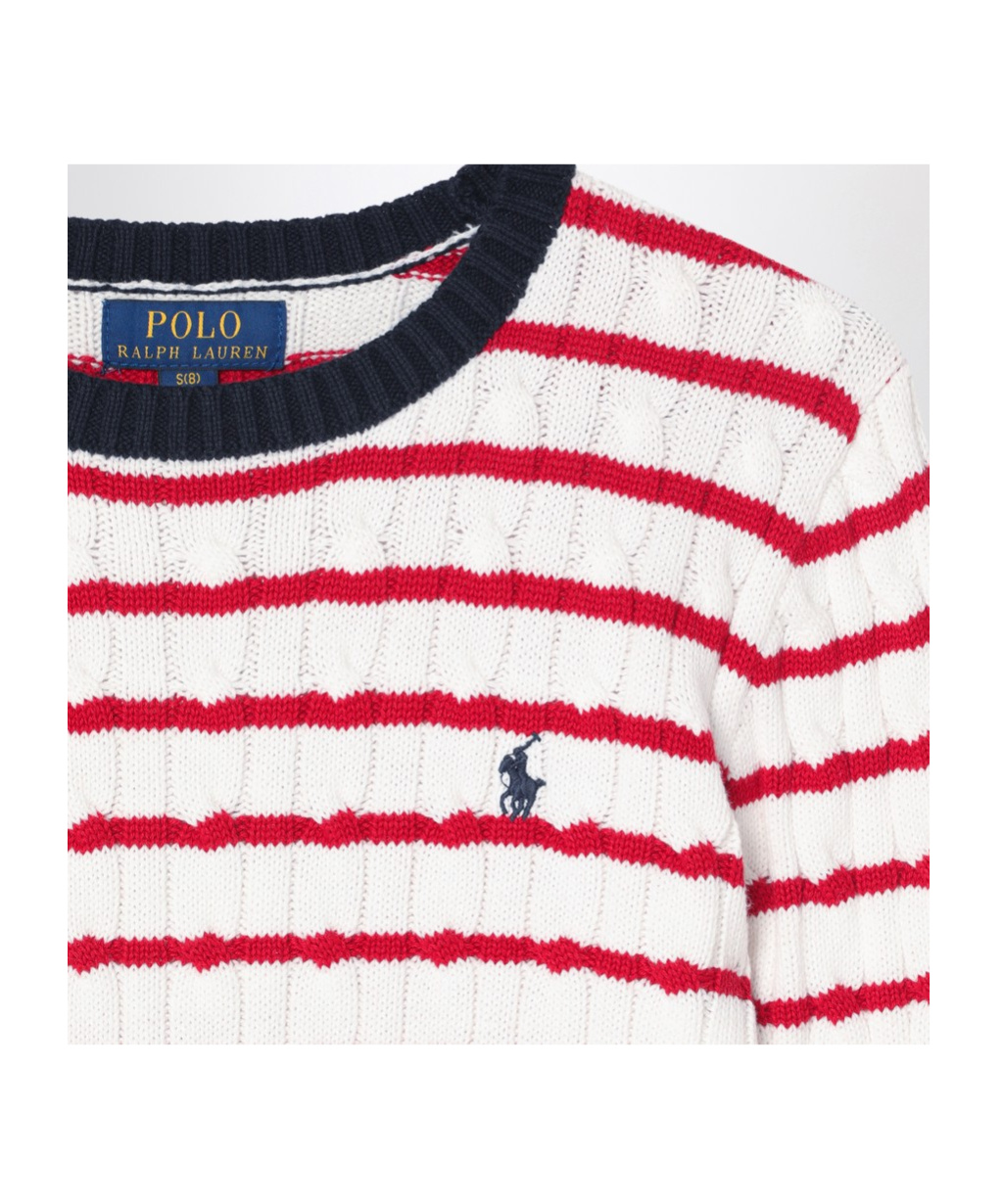 Polo Ralph Lauren Striped Cable-knit Jumper In White