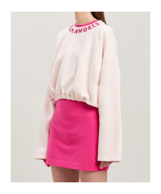 Palm Angels Bold Logo Cropped Sweatshirt In Light Pink