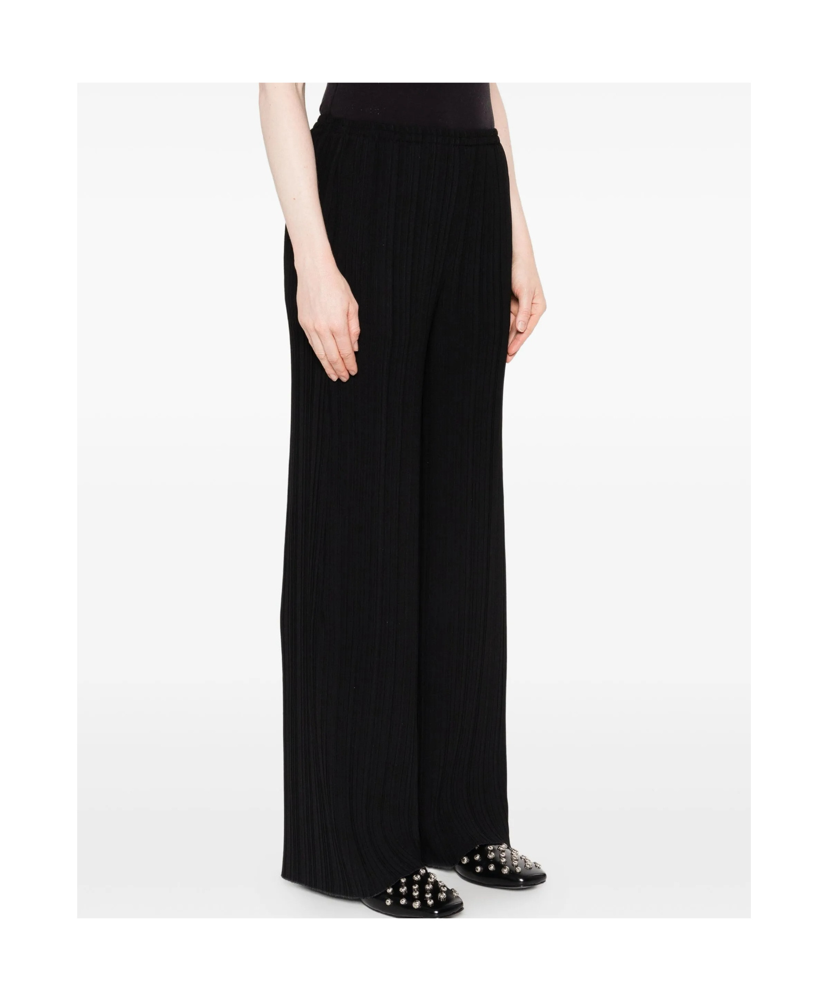 Forte Forte Pleated Wide-leg Trousers In Black