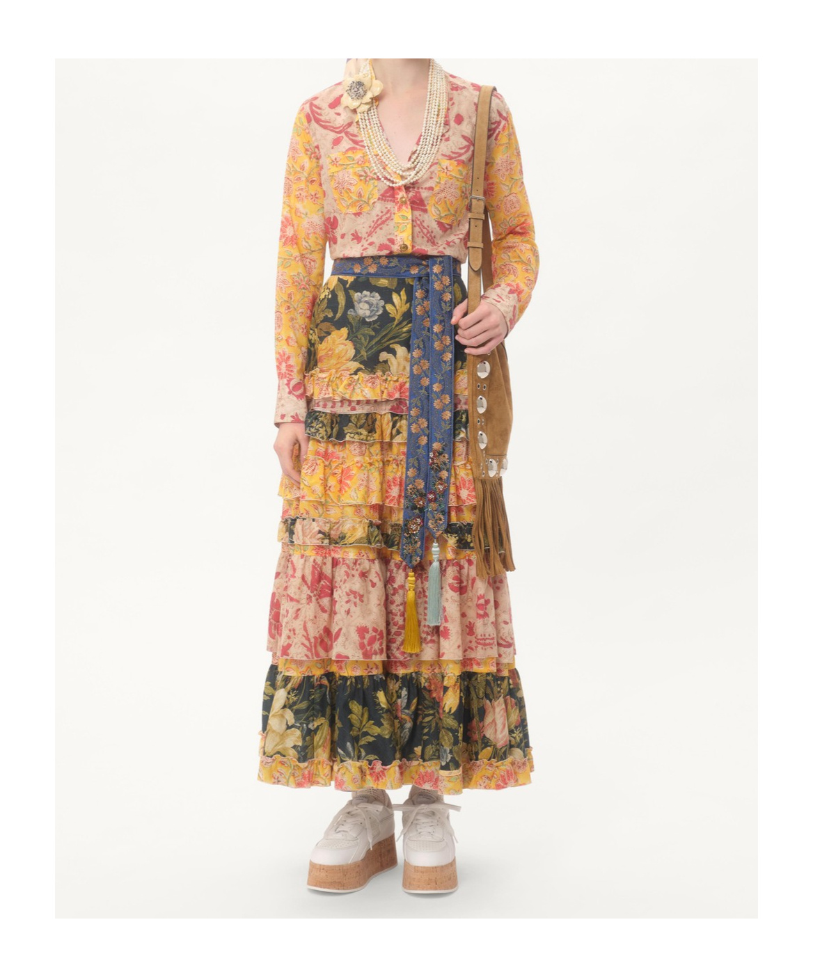 Valentino Multicolor Apres Lhiver Tiered Skirt In Multi