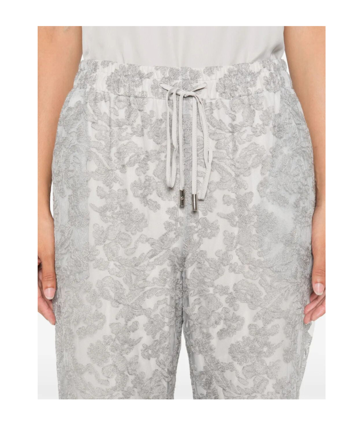Ermanno Scervino Floral-lace Trousers In Gray