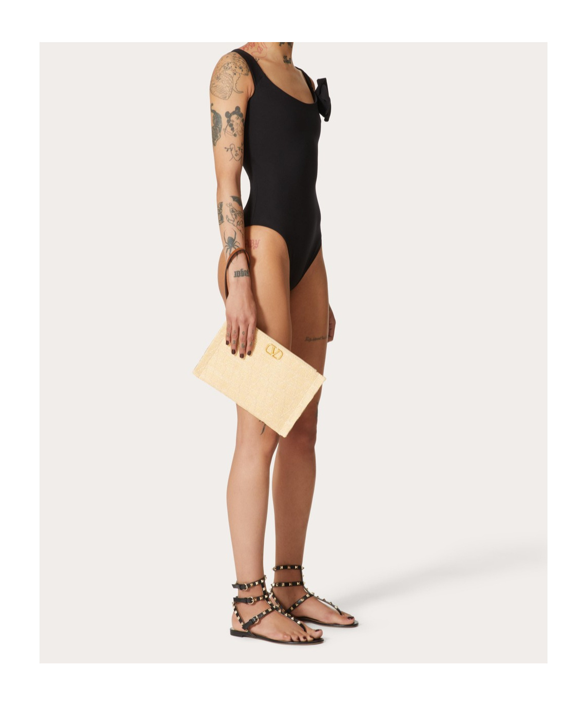 VALENTINO ROSE-APPLIQUÉ SWIMSUIT