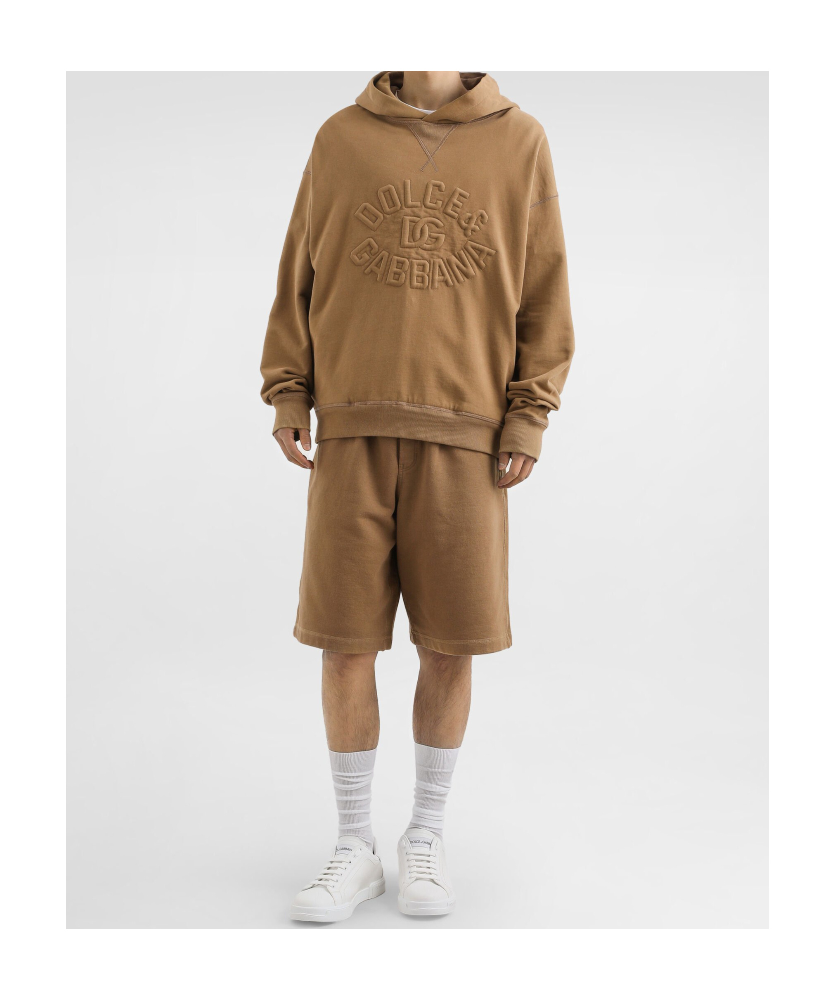 Dolce & Gabbana Cotton Jogging Shorts In Brown